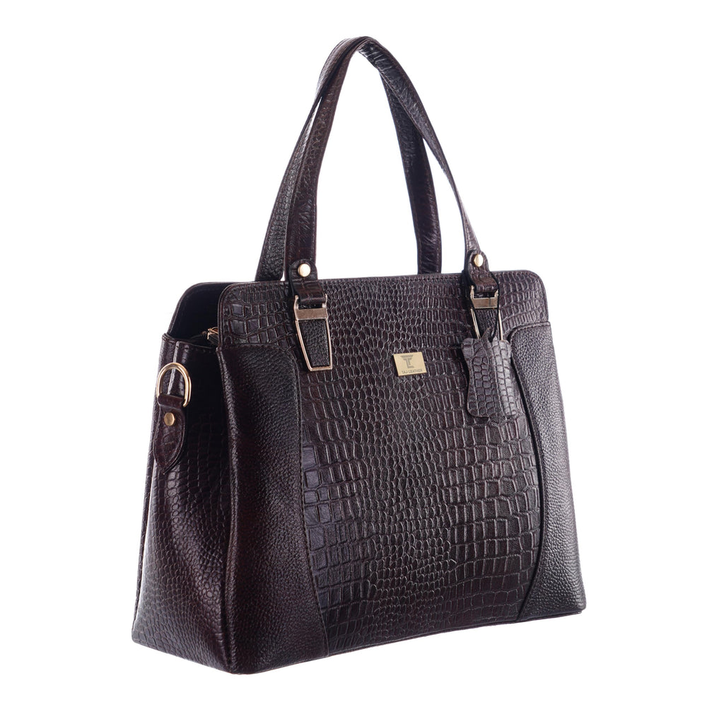 TAJ LEATHER Genuine Leather Handbag for Women | Premium Textured Tote Bag with Spacious Compartments | Stylish Shoulder Carry Bag for Office, Work, Shopping & Everyday Use