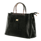 TAJ LEATHER Genuine Leather Handbag for Women, Premium Crocodile Textured Tote Bag with Zipper, Spacious Ladies Purse for Office, Work, Shopping & Daily Use