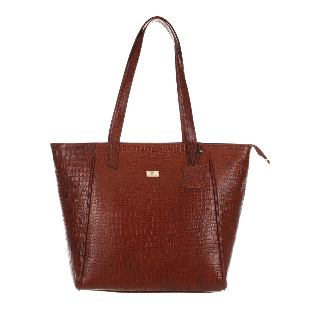 TAJ LEATHER Genuine Leather Tote Bag for Women, Premium Textured Handbag with Spacious Compartment, Stylish Shoulder Carry Bag for Office, Shopping, Travel & Everyday Use