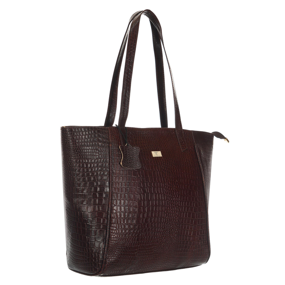 TAJ LEATHER Genuine Leather Tote Bag for Women, Premium Textured Handbag with Spacious Compartment, Stylish Shoulder Carry Bag for Office, Shopping, Travel & Everyday Use