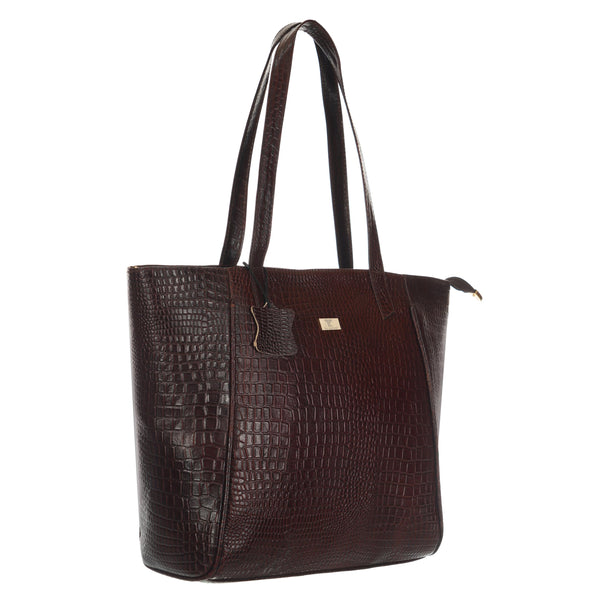 TAJ LEATHER Genuine Leather Tote Bag for Women, Premium Textured Handbag with Spacious Compartment, Stylish Shoulder Carry Bag for Office, Shopping, Travel & Everyday Use