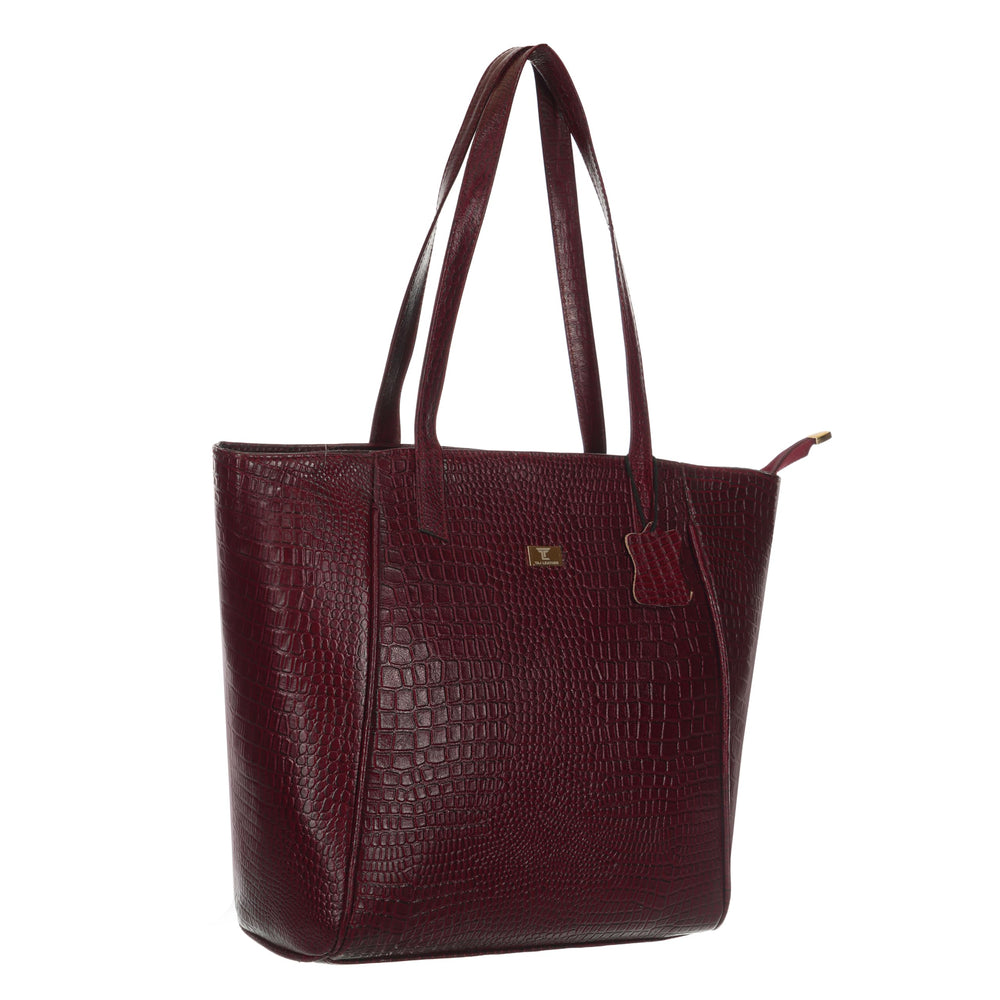 TAJ LEATHER Genuine Leather Tote Bag for Women, Premium Textured Handbag with Spacious Compartment, Stylish Shoulder Carry Bag for Office, Shopping, Travel & Everyday Use