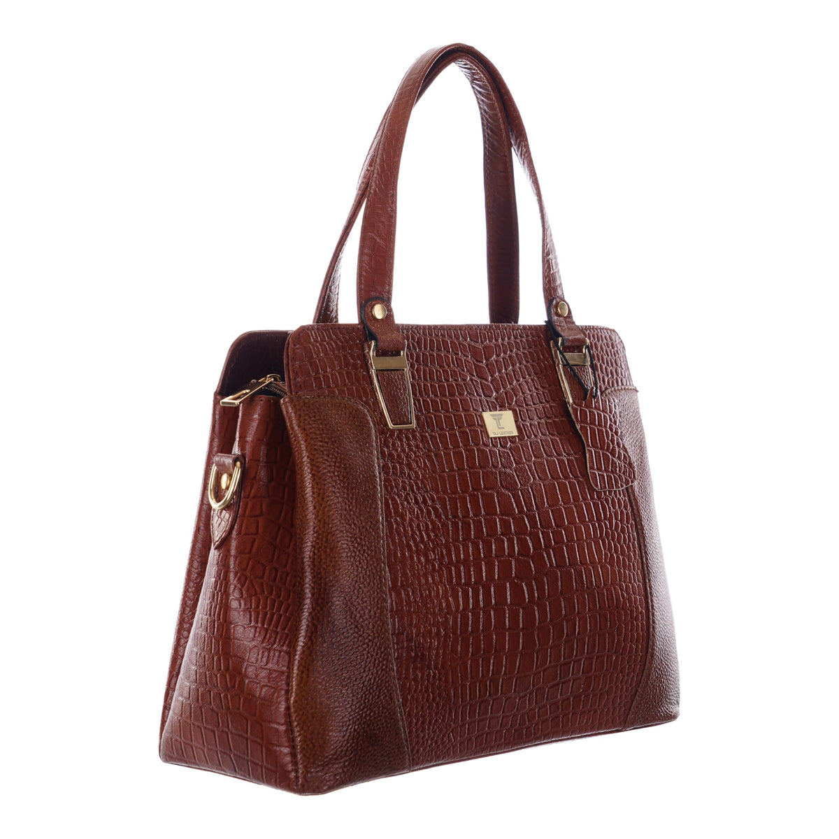 TAJ LEATHER Genuine Leather Handbag for Women | Premium Textured Tote Bag with Spacious Compartments | Stylish Shoulder Carry Bag for Office, Work, Shopping & Everyday Use