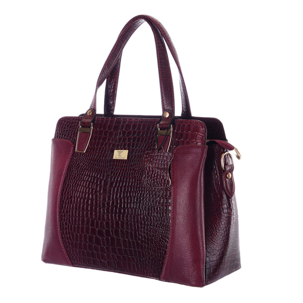 TAJ LEATHER Genuine Leather Handbag for Women | Premium Textured Tote Bag with Spacious Compartments | Stylish Shoulder Carry Bag for Office, Work, Shopping & Everyday Use