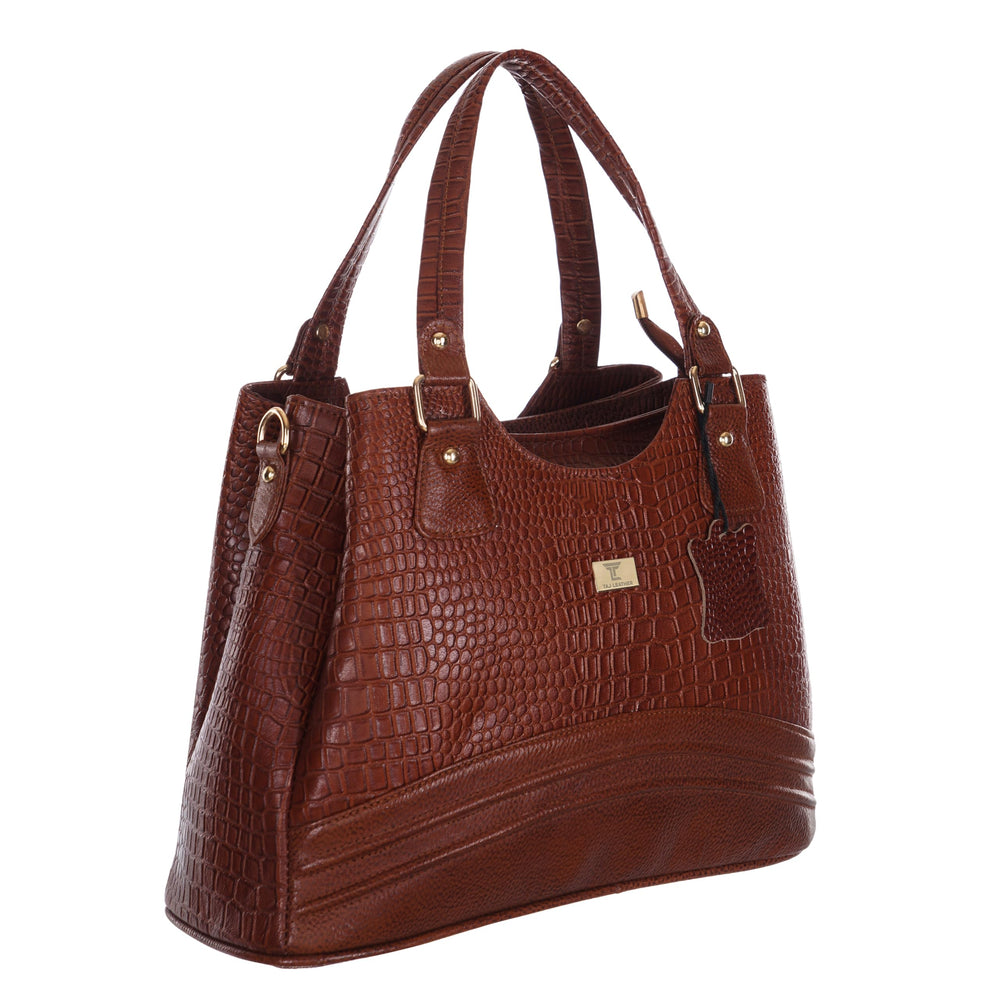 TAJ LEATHER Genuine Leather Women's Handbag for Ladies | Premium Tote Shoulder Bag with Double Handles, Spacious Main Compartment, Stylish Everyday Office & Casual Bag