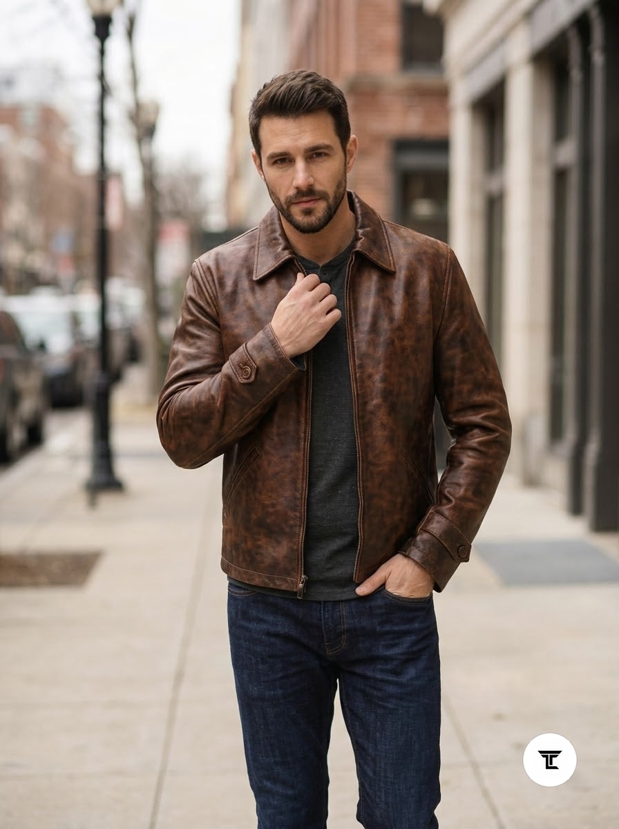 Taj Heritage Maverick Distressed Leather Jacket