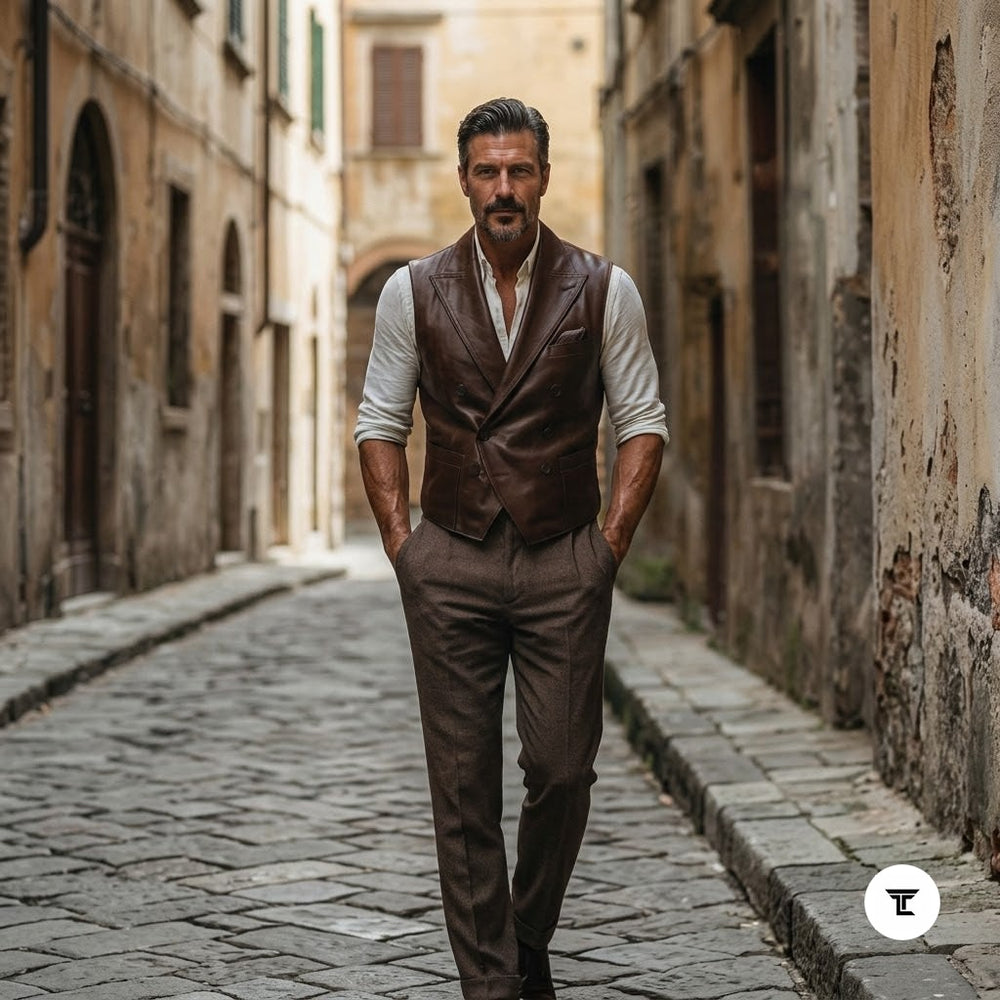 Taj Heritage Firenze Vintage Leather Waistcoat