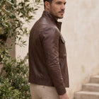 Taj Heritage Chestnut Harrington Leather Jacket