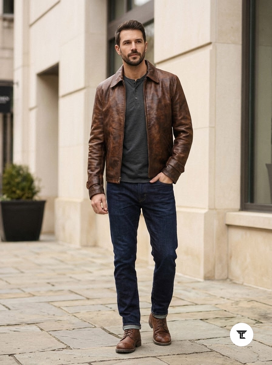 Taj Heritage Maverick Distressed Leather Jacket