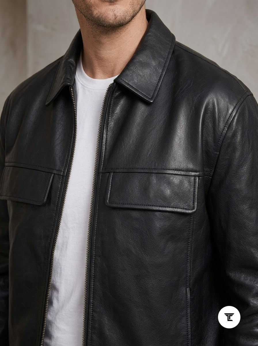 Taj Signature Metropolitan Black Leather Overshirt