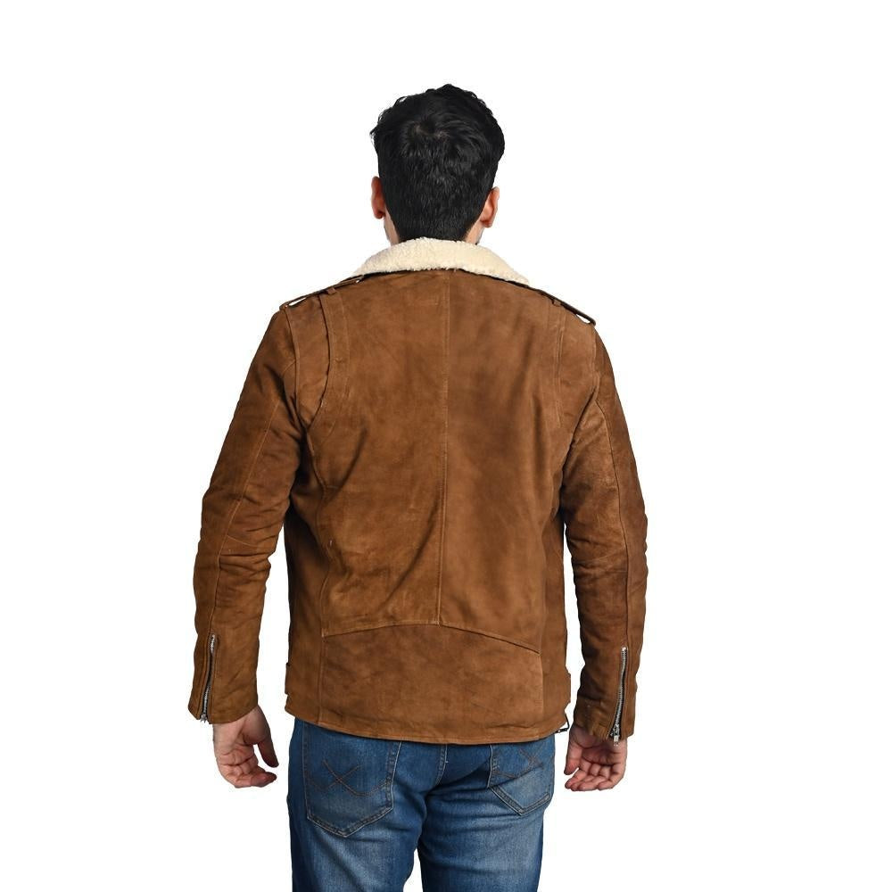Suede Leather Jacket Tan Brown