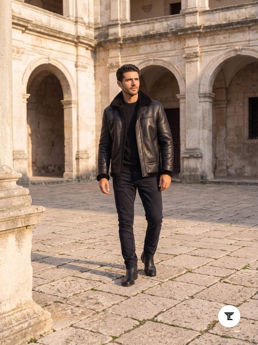 Taj Signature Roma Shearling Leather Bomber
