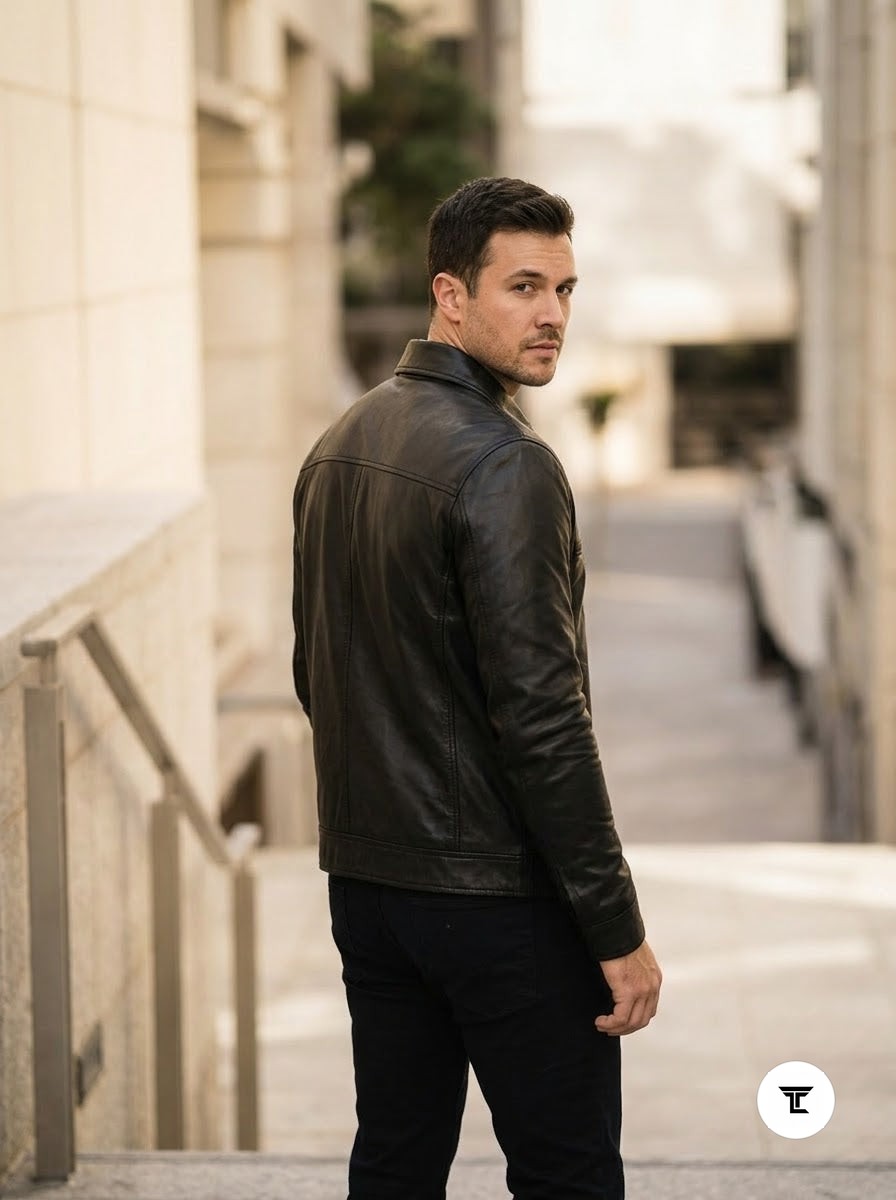 Taj Bespoke Hudson Black Leather Casual Shirt Jacket