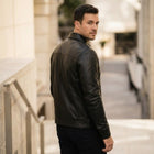 Taj Bespoke Hudson Black Leather Casual Shirt Jacket