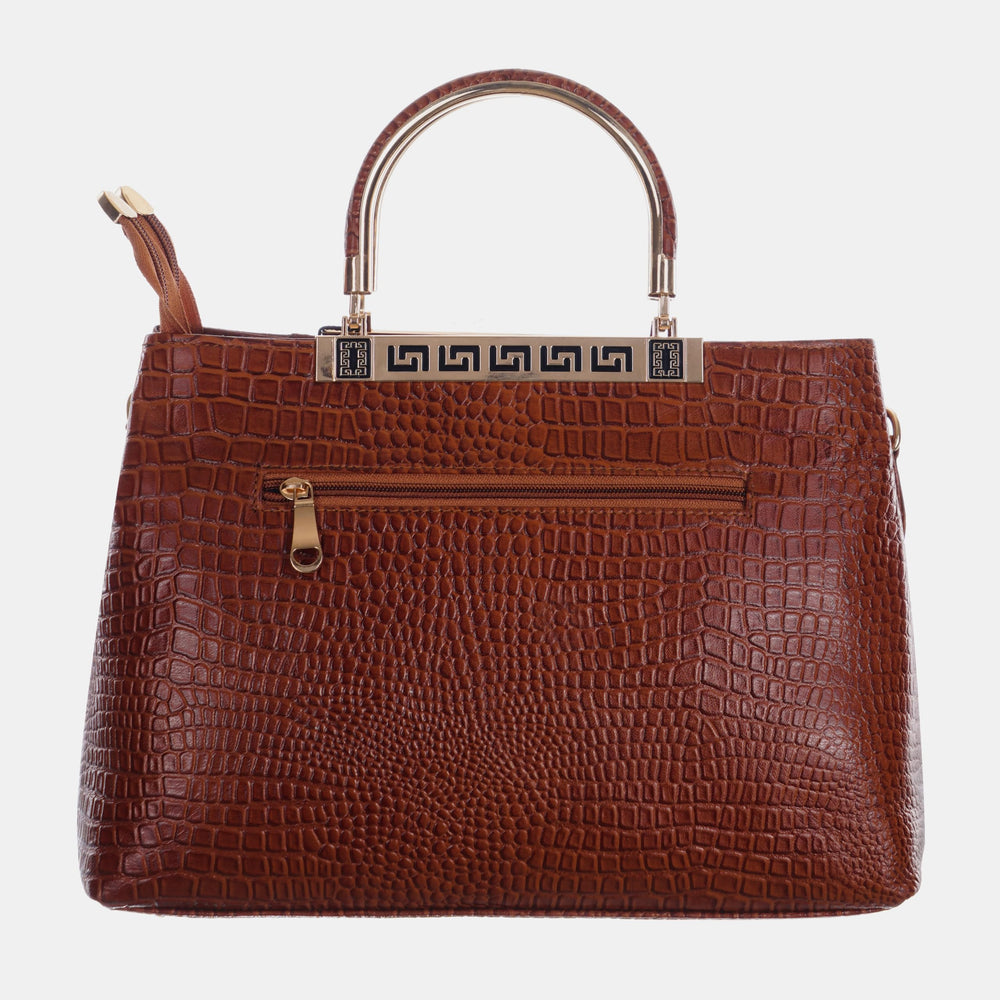 TAJ LEATHER Genuine Leather Handbag for Women, Premium Crocodile Textured Tote Bag with Zipper, Spacious Ladies Purse for Office, Work, Shopping & Daily Use