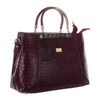 TAJ LEATHER Genuine Leather Handbag for Women, Premium Crocodile Textured Tote Bag with Zipper, Spacious Ladies Purse for Office, Work, Shopping & Daily Use