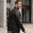 Taj Artisan Milan Black Crocodile Pattern Leather Overshirt - View 1000166374