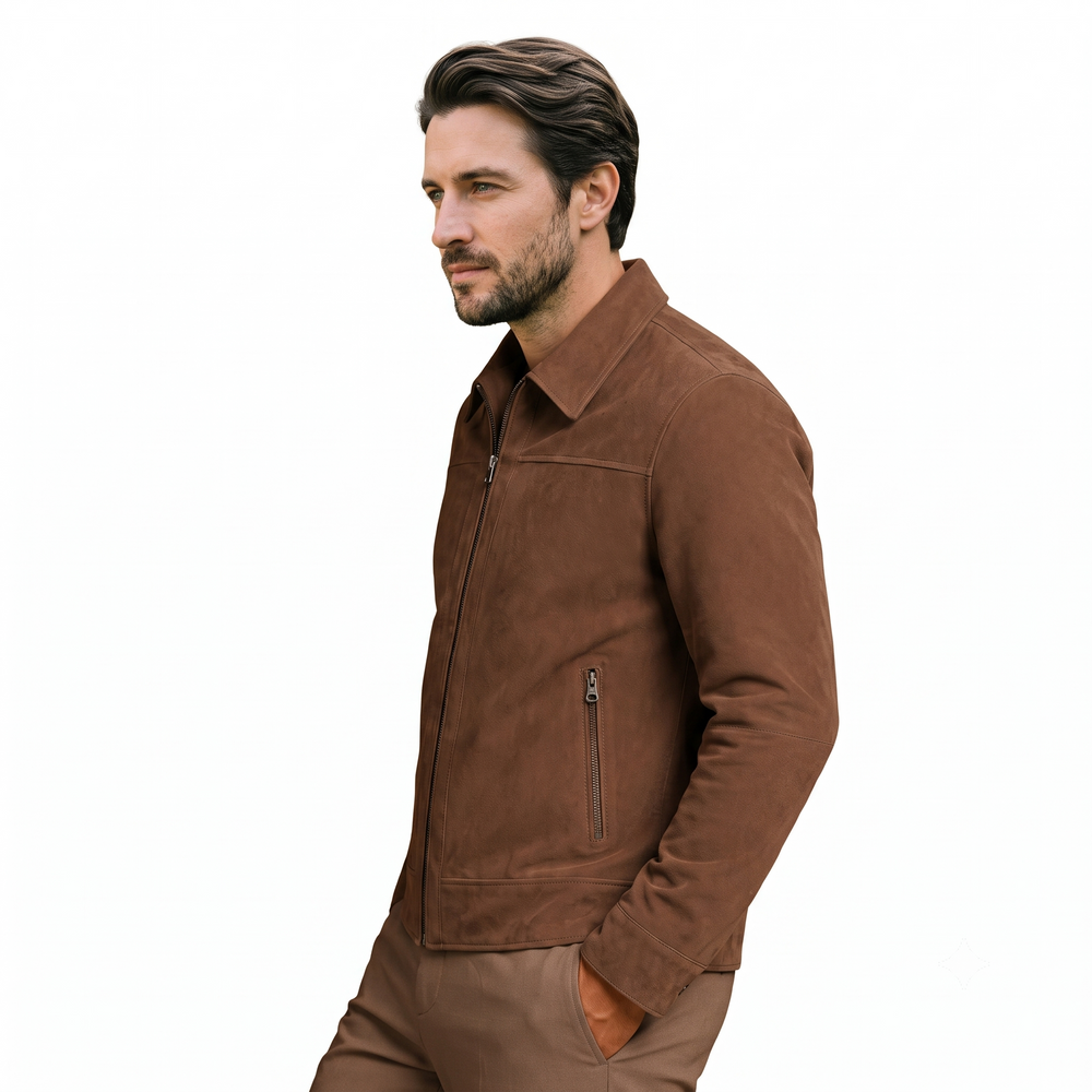 Suede Solid Leather Biker Jacket