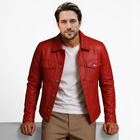 Mauritius Leather Biker Jacket red