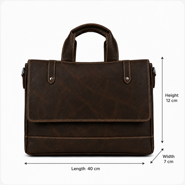 Oil Pull Up Leather Laptop bag For Men - Office Bag - Fits Up to 14/15.5/16 inch