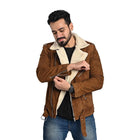 Suede Leather Jacket Tan Brown