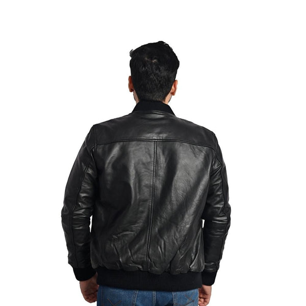 Men's Black 100% Genuine Leather Jacket - Premium Taj Leather