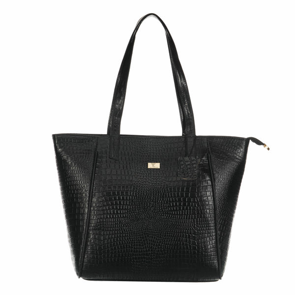 Women's Croco Pattern Shoulder Bag - Stylish and Spacious Bag with Big Compartment