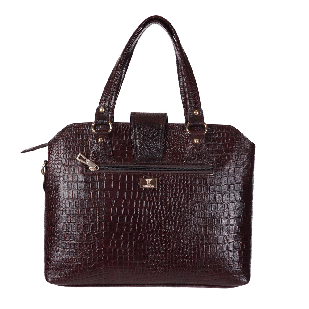 Women's Luxury Leather Shoulder Crossbody Handbag - Crocodile Pattern Stylish Bag