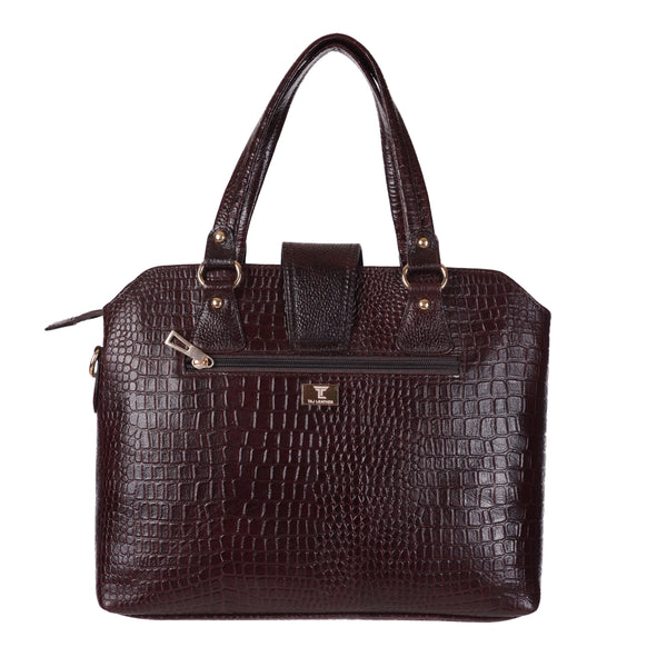 Women's Luxury Leather Shoulder Crossbody Handbag - Crocodile Pattern Stylish Bag