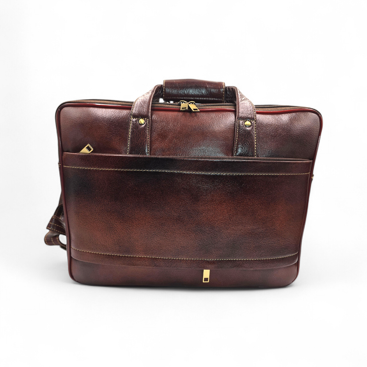 Genuine Leather Double Fold Laptop Bag for Men - Office Bag - Fits Up to 14/15.6/17 Inch.