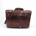 Genuine Leather Double Fold Laptop Bag for Men - Office Bag - Fits Up to 14/15.6/17 Inch.