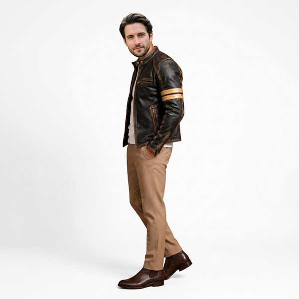 Raden Vintage Biker Jacket CRANCH LEATHER