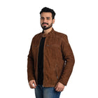 Suede Leather Jacket Tan Brown
