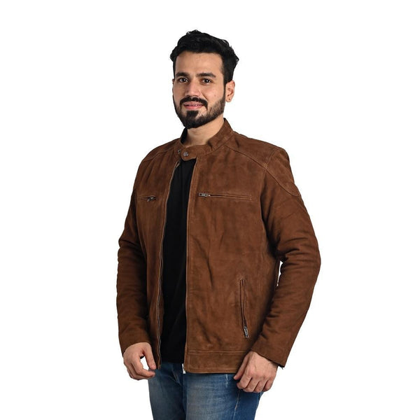 Suede Leather Jacket Tan Brown