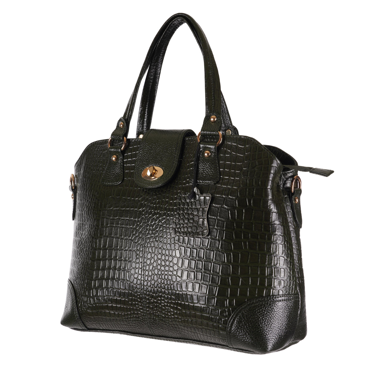 Women's Luxury Leather Shoulder Crossbody Handbag - Crocodile Pattern Stylish Bag