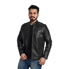 Men's Solid Leather Jacket - Stylish and Durable