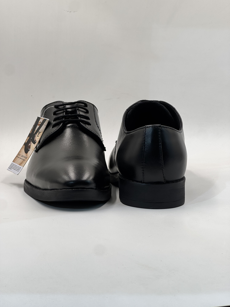 Classic Black Plain-Toe Leather Derby Shoes