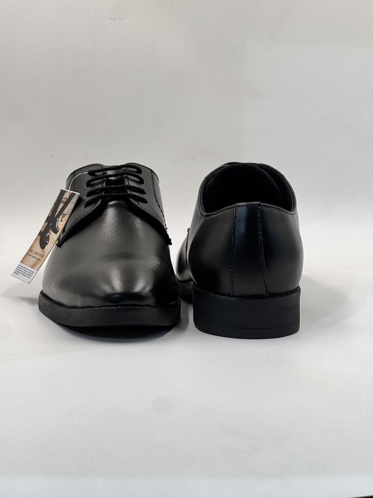 Classic Black Plain-Toe Leather Derby Shoes