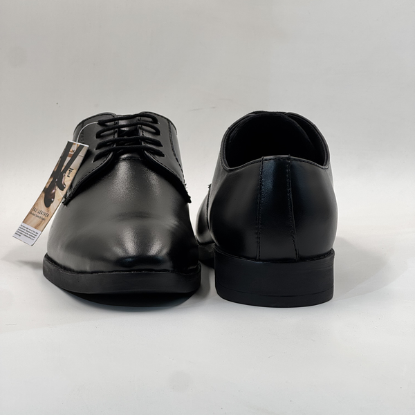 Classic Black Plain-Toe Leather Derby Shoes