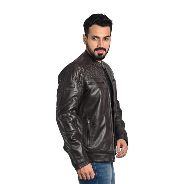 D-Design Leather Jacket by Taj Leather - Dark Brown