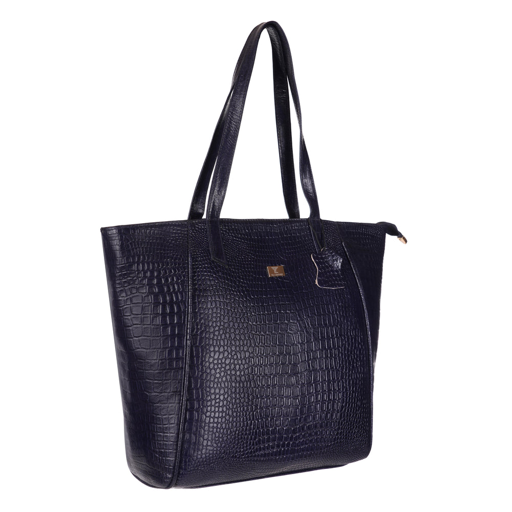 Women's Croco Pattern Shoulder Bag - Stylish and Spacious Bag with Big Compartment