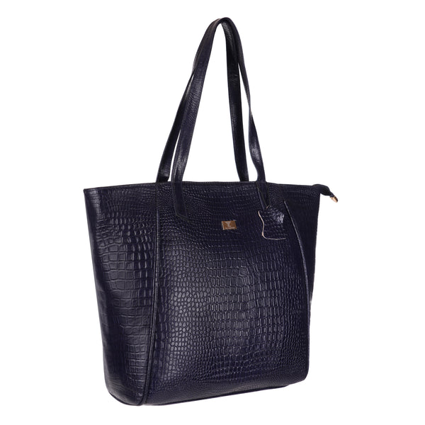 Women's Croco Pattern Shoulder Bag - Stylish and Spacious Bag with Big Compartment