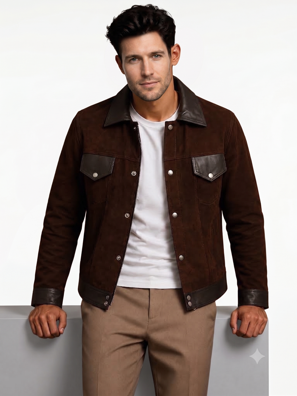 Cantras Suede Leather Biker Jacket