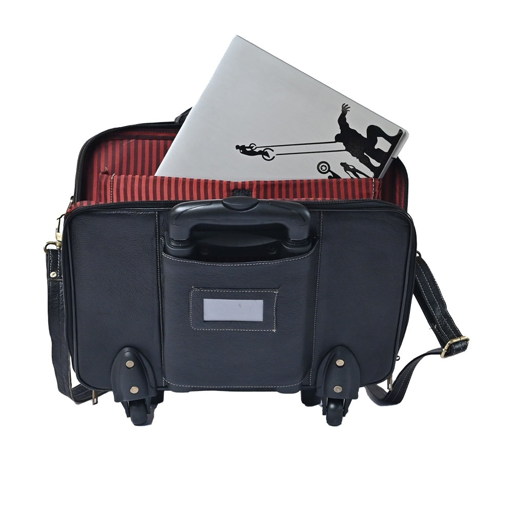 Taj Leather Trolly Suitcase Bag - 100% Leather