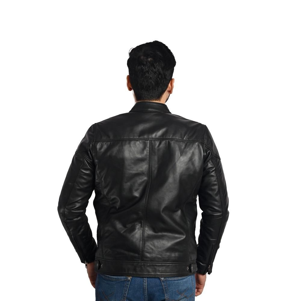 Men's Solid Leather Jacket - Stylish and Durable