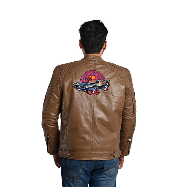 Men Solid Leather Jacket By Taj Leather