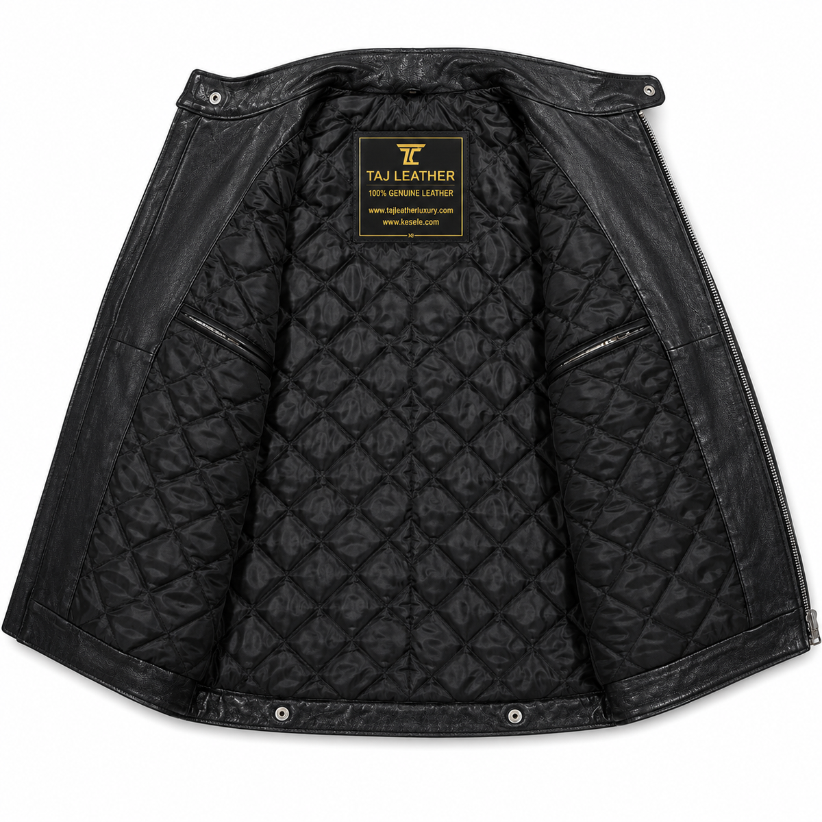 Mallan Style Leather jacket - By Taj Leather Pure Black