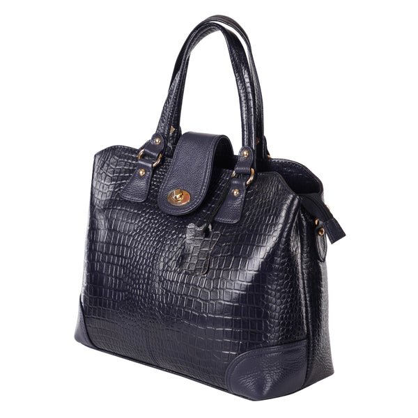 Women's Luxury Leather Shoulder Crossbody Handbag - Crocodile Pattern Stylish Bag