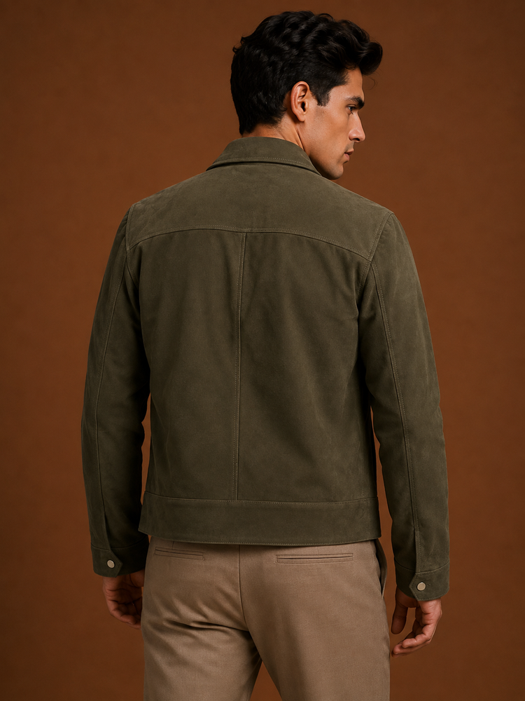 Suede Solid Leather Biker Jacket