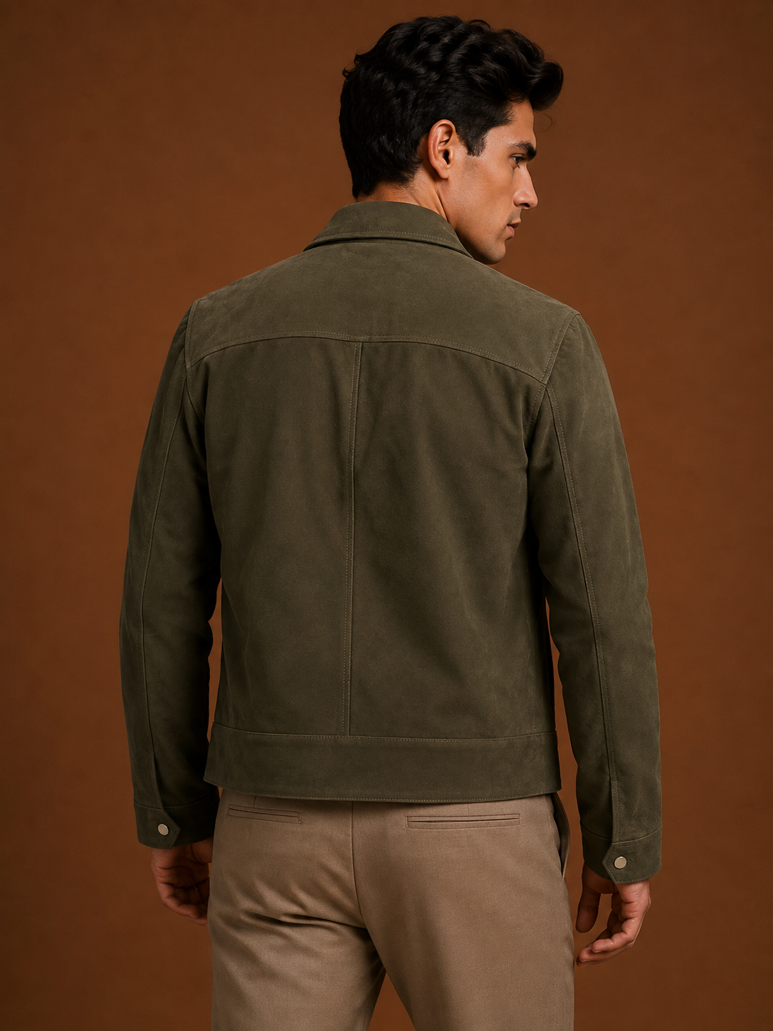 Suede Solid Leather Biker Jacket